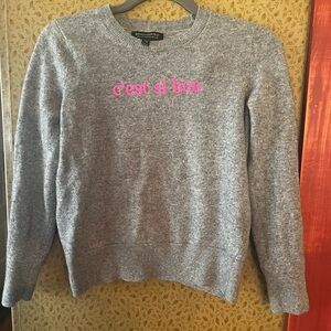 Banana Republic Gray Sweater with Pink Text